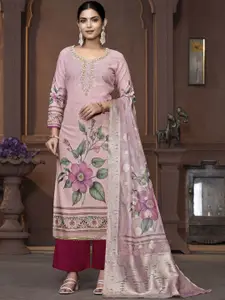 Maroosh Floral Embellished Beads and Stones Unstitched Dress Material