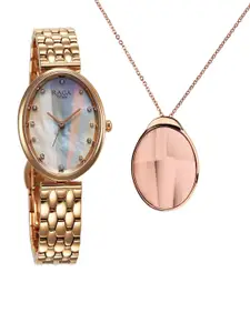 Titan Women Brass Printed Dial & Bracelet Style Straps Analogue Watch 95258WM01F