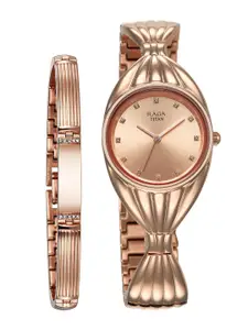 Titan Women Patterned Dial & Bracelet Style Straps Analogue Watch With Bracelet 95254WM01F