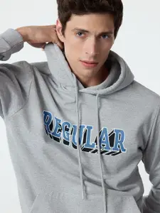 Trendyol Men Typography Printed Hood Cotton Pullover Sweatshirt