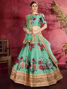 ODETTE Printed Semi-Stitched Lehenga & Blouse With Dupatta