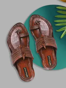 ROYAL KHWAAB Men Ethnic Leather Comfort Sandals