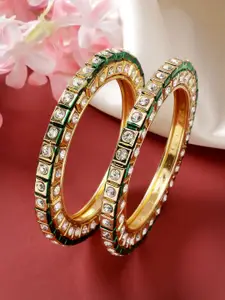 NVR Set Of 2 Gold Plated Kundan Stone Studded Bangles