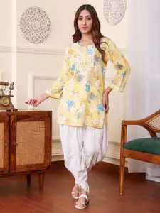 Chowkhat Women Floral Embroidered Pure Cotton Handloom Kurti