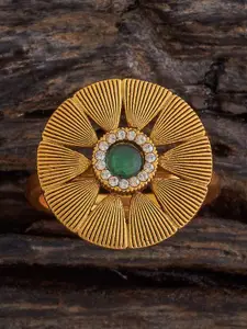 Kushal's Fashion Jewellery Gold-Plated Stone-Studded Antique Finger Ring