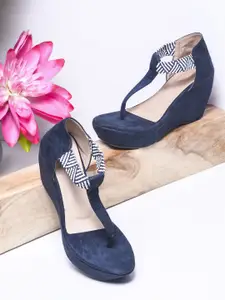 Try Me Suede Printed Wedge Heel Sandals