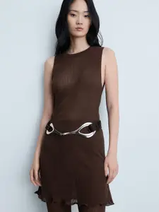 MANGO Ribbed Sheath Mini Dress