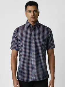 Van Heusen Sport Men Spread Collar Tartan Checked Cotton Slim Fit Casual Shirt