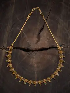 Kushal's Fashion Jewellery Gold-Plated Stone Studded Antique Necklace