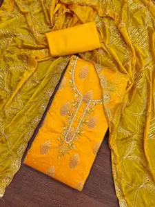 MANVAA Floral Beads and Stones Embellished Unstitched Dress Material