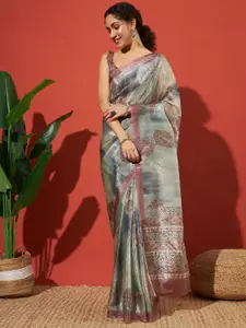 RACHNA Floral Printed Tissue Saree