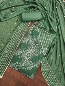 MANVAA Floral Embroidered Beads and Stones Organza Unstitched Dress Material