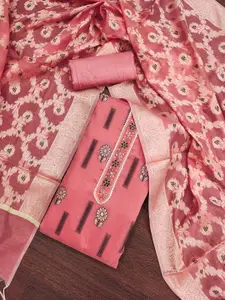 Maroosh Embroidered Stones And Beads Banarasi Chanderi Silk Unstitched Dress Material