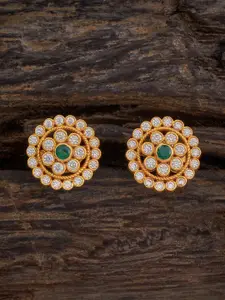 Kushal's Fashion Jewellery Embellished Bridal 92.5 Silver Gold-Plated Stone Oval Studs