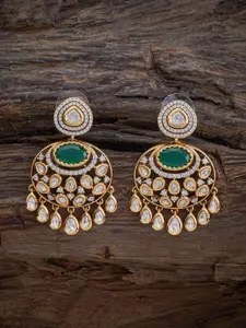 Kushal's Fashion Jewellery Embellished Bridal Teardrop Shaped Kundan Drop Earrings