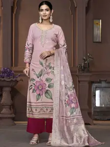 MANVAA Floral Embellished Beads and Stones Detail Unstitched Dress Material