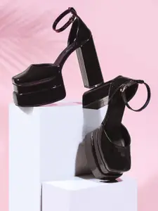 THE WHITE POLE Women Stylish Trending Block Backstrap Heels