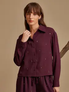 Kazo Women Relaxed Spread Collar Solid Casual Shirt