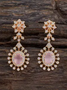 Kushal's Fashion Jewellery Rose Gold-Plated Zircon Embellished Bridal Classic Jhumkas