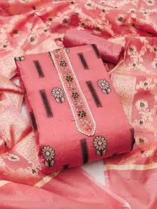 MANVAA Floral Embroidered Beads and Stones Detail Unstitched Dress Material