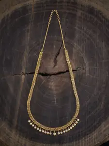 Kushal's Fashion Jewellery Gold-Plated Ruby Studded & Beaded Antique Necklace