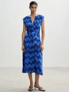 MANGO Abstract Printed A-Line Midi Dress