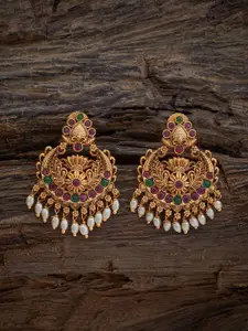 Kushal's Fashion Jewellery Floral Gold Plated Antique Drop Earrings