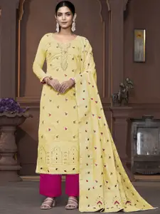 Maroosh Floral Embroidered Sequinned Banarasi Cotton Unstitched Dress Material