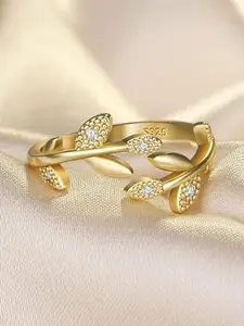 Heer Collection Gold-Plated CZ Studded Adjustable Finger Ring