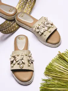 THE WHITE POLE Ethnic Embellished Platform Heel Sandals