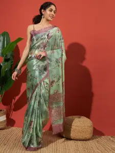 RACHNA Floral Printed Tissue Saree