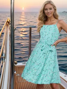 RARE Women Floral Printed Fit and Flare Dress