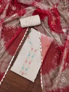 MANVAA Floral Embroidered Sequinned Unstitched Dress Material