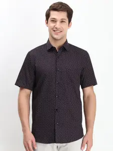 Allen Solly Men Spread Collar Micro Ditsy Printed Cotton Slim Fit Casual Shirt