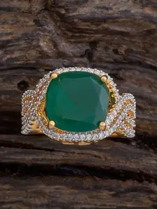 Kushal's Fashion Jewellery Gold-Plated CZ-Studded Adjustable Finger Ring
