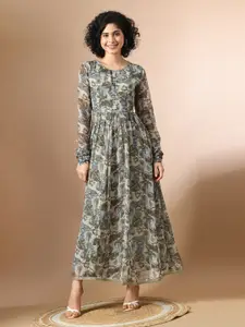 Sangria Printed Maxi Long Dress