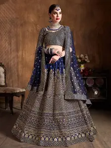 ODETTE Embroidered Semi-Stitched Lehenga & Blouse With Dupatta