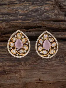 Kushal's Fashion Jewellery Gold-Plated Teardrop Shaped Kundan Studs