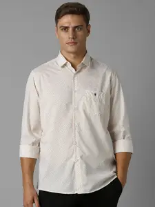 Louis Philippe Sport Men Spread Collar Micro Ditsy Printed Cotton Slim Fit Casual Shirt