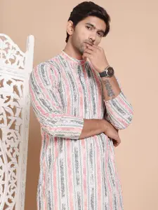Jompers Men Floral Printed Regular Chikankari Pure Cotton Kurta with Pyjamas