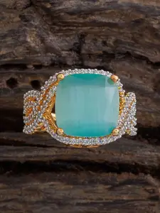 Kushal's Fashion Jewellery Rhodium Plated Sapphire Embellished Bridal Adjustable Ring