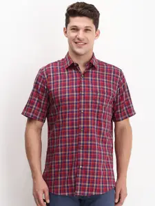 Allen Solly Men Spread Collar Tartan Checked Cotton Slim Fit Casual Shirt