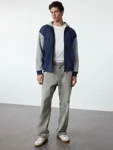 Trendyol Men Solid Hood Cotton Front-Open Sweatshirt