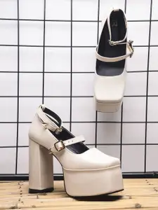 THE WHITE POLE Women Ankle Loop Platform Heel Sandals