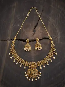 Kushal's Fashion Jewellery Gold-Plated Artificial Beaded Necklace and Earrings