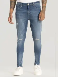 Snitch Men Narrow Skinny Fit Mildly Distressed Light Fade Stretchable Jeans