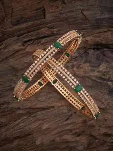 Kushal's Fashion Jewellery Set Of 2 Gold Plated Cubic Zirconia Embellished Bridal Bangles