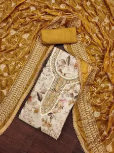 Maroosh Floral Embroidered Beads and Stones Unstitched Dress Material