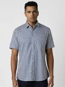 Van Heusen Sport Men Spread Collar Micro Checked Cotton Slim Fit Casual Shirt