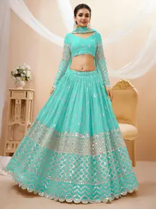 ODETTE Embroidered Semi Stitched Lehenga & Unstitched Blouse With Dupatta